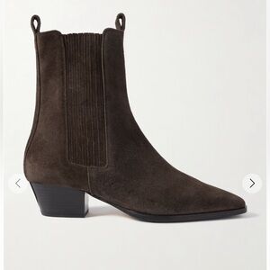 Aeyde Agata Ankle Boots Western Brown Suede Stretch Point Toe Block Heel Size 10